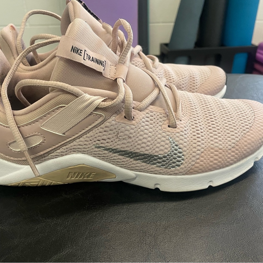 Nike Pink and Silver Athletic Shoes with Breathable Knit Mesh